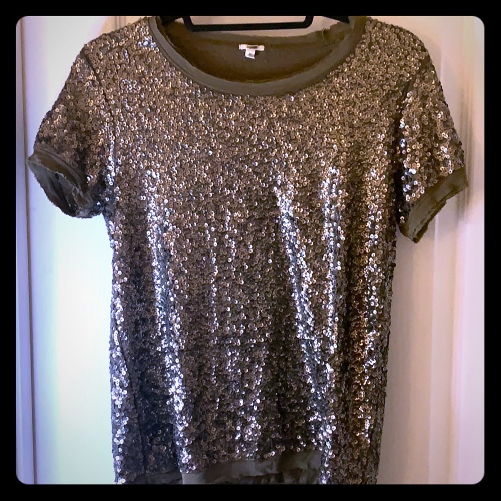 Olive green Sequin blouse.